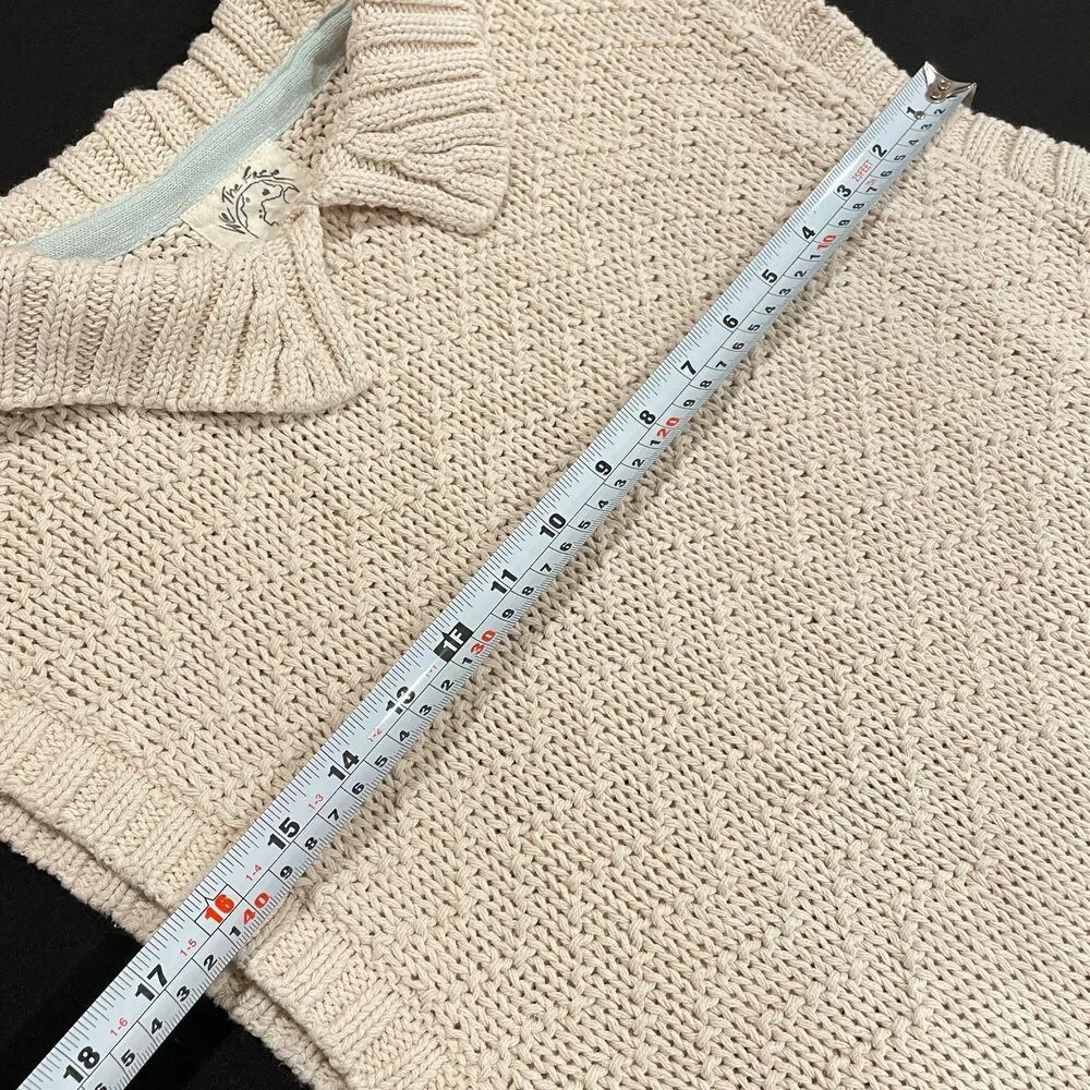 ~ Boho Free People Sm Sweater Loose Knit Cream We The Free Soft Beachy Tank